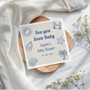 Sea You Soon Coastal Baby Shower Napkin