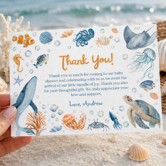 Sea You Soon Coastal Baby Shower Thank You Card