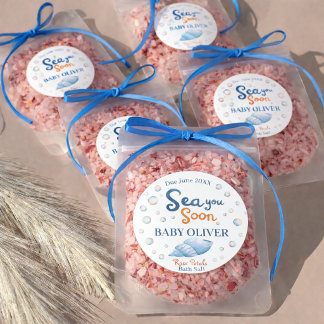 Sea You Soon Coastal Bath Salt Gift Round Sticker