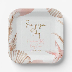 Sea You Soon Coastal Boho Baby Shower Paper Plate