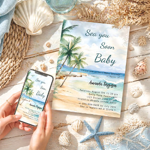 Sea you Soon coastal tropical beach Baby Shower Invitation