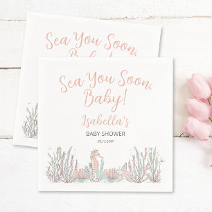 Sea You Soon Cute Hand Drawn Baby Shower Napkin