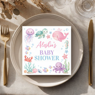 Sea You Soon Cute Ocean Animals Baby Shower Napkin