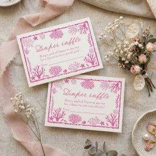 Sea You Soon Girl Baby Shower Diaper Raffle Enclosure Card