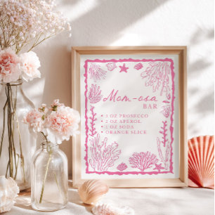 Sea You Soon Girl Baby Shower Mum-osa Bar Poster