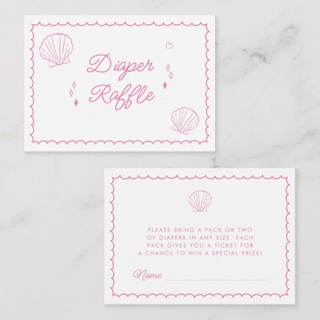 Sea You Soon Hand Drawn Baby Shower Diaper Raffle Enclosure Card (Front/Back)