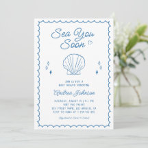 Sea You Soon Hand Drawn Ocean Seashell Baby Shower