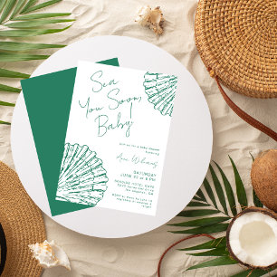 Sea You Soon Marine Blue Coastal Baby Shower Invitation