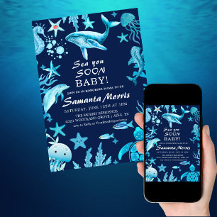 Sea You Soon Nautical Baby is on the Way Baby Invitation