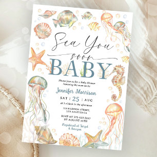 Sea You Soon Ocean Baby Shower Gender Neutral  Invitation