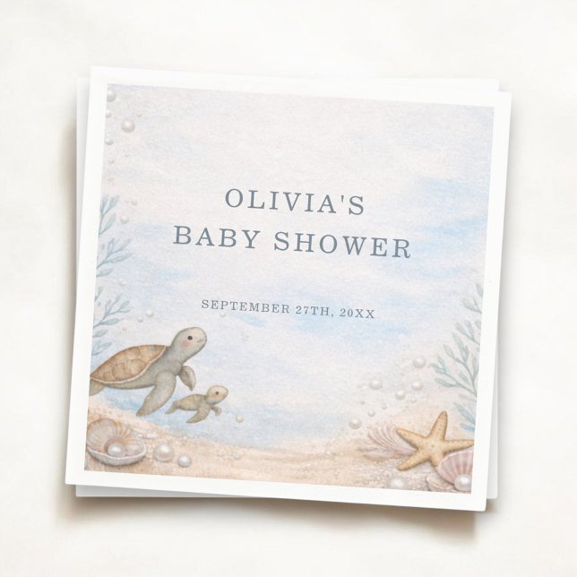 Sea You Soon Ocean Baby Shower Party Napkin (Creator Uploaded)