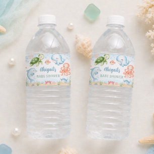 Sea You Soon Ocean Baby Shower Water Bottle Label