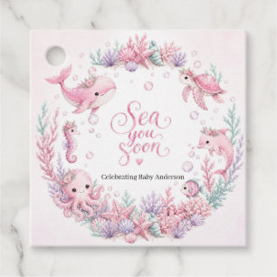 Sea You Soon Pink Under the Sea Baby Shower Person Favour Tags