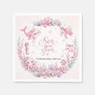 Sea You Soon Pink Under the Sea Baby Shower Person Napkin