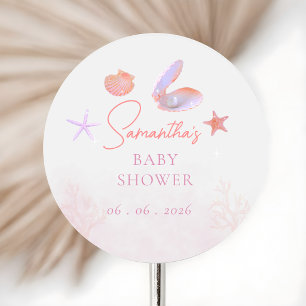 Sea you soon purple coral aesthetic Diaper raffle Classic Round Sticker