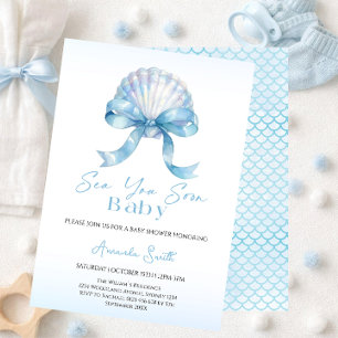 Sea You Soon seashell baby shower Invitation