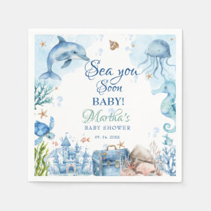Sea You Soon Seashell Baby Shower Napkin