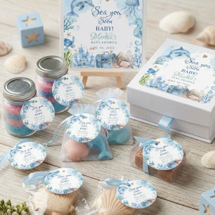 Sea You Soon Seashell Baby Shower Square Sticker