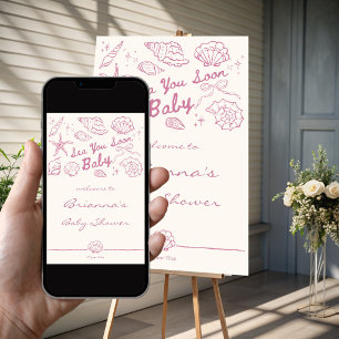 Sea you soon seashells baby shower welcome sign