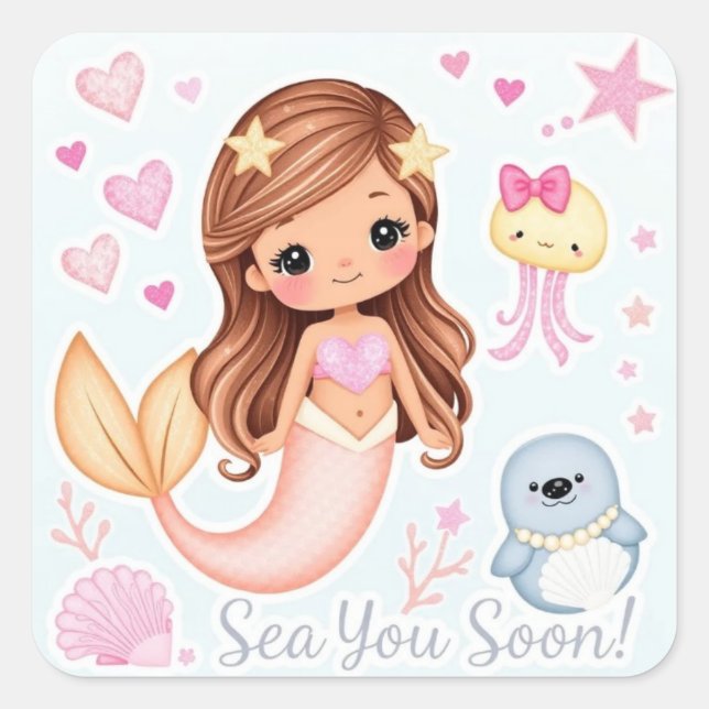 Sea You Soon Square Sticker (Front)