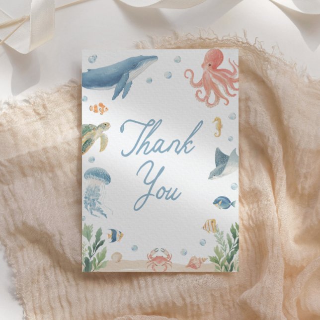 Sea You Soon Under the Sea Baby Shower Thank You Card (Creator Uploaded)