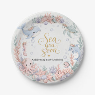 Sea You Soon Under the Sea Neutral Baby Shower Paper Plate