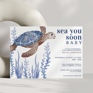 Sea You Soon Watercolor Under the Sea Baby Shower Invitation