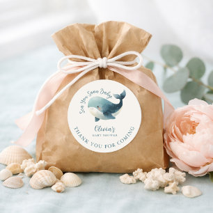 Sea You Soon Whale Ivory Thank You Baby Shower Classic Round Sticker