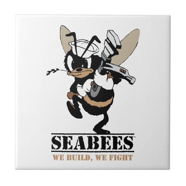 Seabees We build We Fight Ceramic Tile (Front)