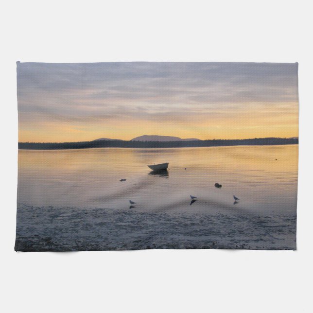 Seabirds and Boat Tea Towel (Horizontal)