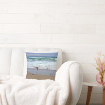 Seabirds and Waves Cotton Pillow