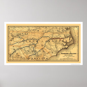 Seaboard & Raleigh Railroad Map 1874 Poster