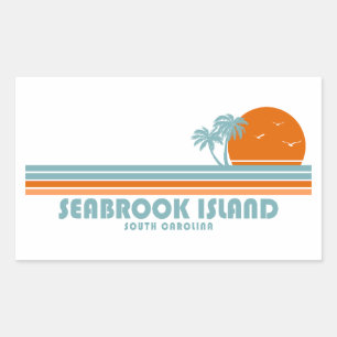 Seabrook Island South Carolina Sun Palm Trees Rectangular Sticker