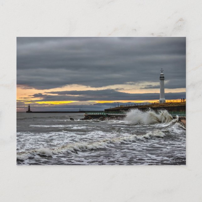 Seaburn and Roker Lighthouses Postcard (Front)