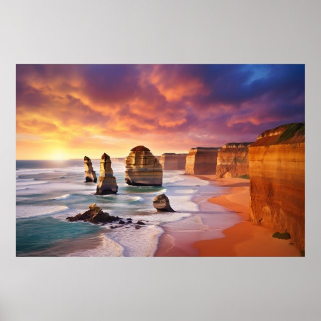 Seacoast Dusk Serene Landscape Art Poster (Front)