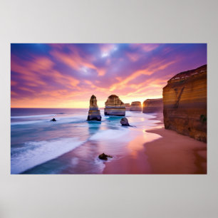 Seacoast Dusk Serene Landscape Inspire Poster