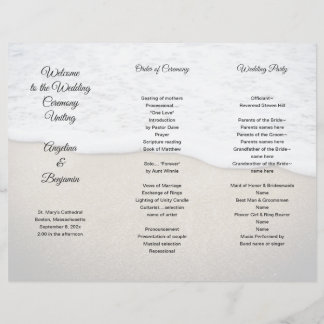 Seacoast Wedding Program Photo Template Tri-fold