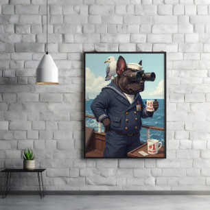 Seadog Scans Horizon: All Paws Decked Poster