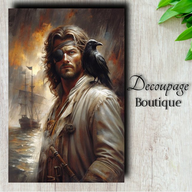 Seafarer with Raven Decoupage Tissue Paper (Seafarer With Raven Decoupage Tissue Paper)