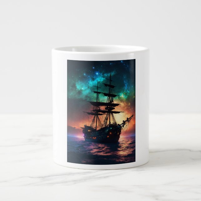  "Seafarer's Voyage Pirate Ship Cup" Large Coffee Mug (Front)