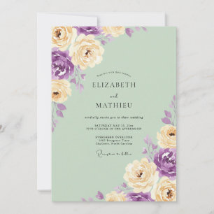 Seafoam Amethyst Petal Wedding Invitation