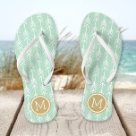 Seafoam and Gold Arrows Monogram Flip Flops<br><div class="desc">Custom printed flip flop sandals with a trendy arrow pattern and your custom monogram or other text in a circle frame. Click Customise It to change text fonts and colours or add your own images to create a unique one of a kind design!</div>