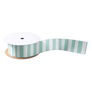 Seafoam and White Vertical Stripes Satin Ribbon