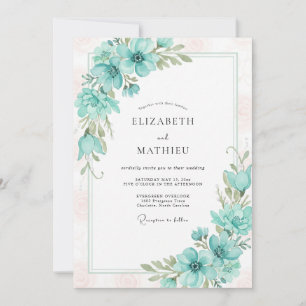 Seafoam Anemone Romantic Wedding Invitation