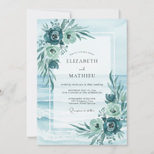 Seafoam Anemone Wedding Invitation