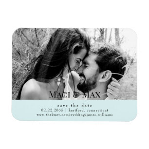 Seafoam B/W Couple Photo II Wedding Save the Date Magnet