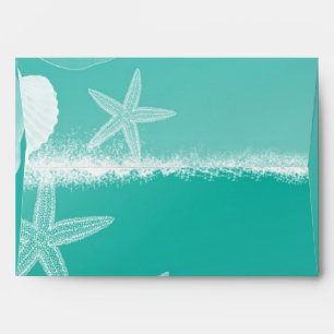 Seafoam Beach Seashells Green Invitation Envelope