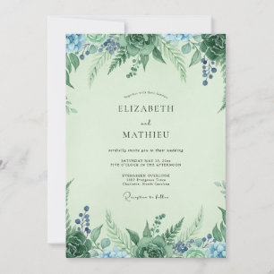 Seafoam Berry Vine Wedding Invitation