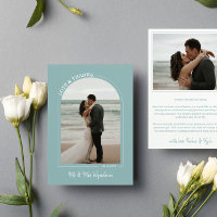 Seafoam Blue Arch Wedding Photo Love & Thanks