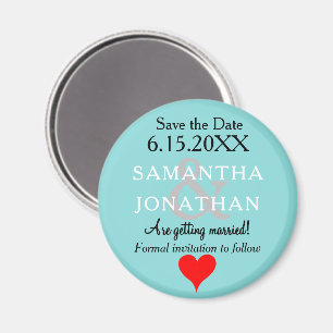 Seafoam Blue Wedding Save the Date Heart Magnet